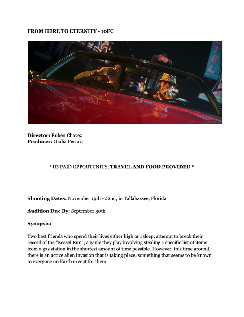 Casting notice for the film "From Here to Eternity". Click to read the full breakdown.
